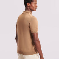 Duchamp Mens Merino Wool Polo Shirt Tobacco Brown