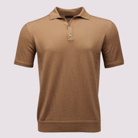 Duchamp Mens Merino Wool Polo Shirt Tobacco Brown