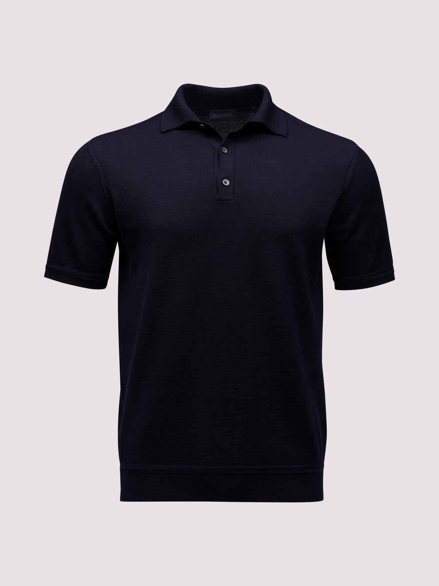 Duchamp Mens Merino Wool Polo Shirt Deep Well