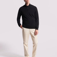 Merino Wool 1/4 Zip Funnel Neck Sweater in Black