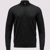 Merino Wool 1/4 Zip Funnel Neck Sweater in Black