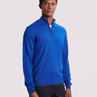 Merino Wool 1/4 Zip Funnel Neck Sweater in Cobalt Blue