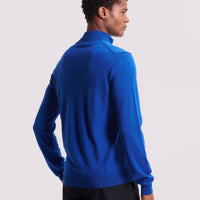 Merino Wool 1/4 Zip Funnel Neck Sweater in Cobalt Blue