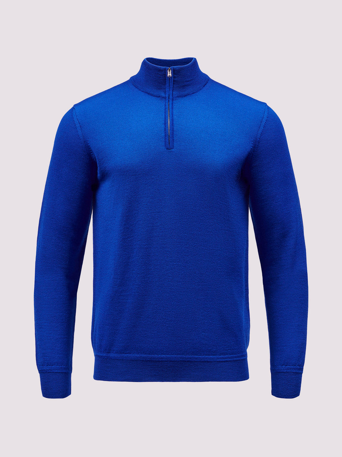 Merino Wool 1/4 Zip Funnel Neck Sweater in Cobalt Blue