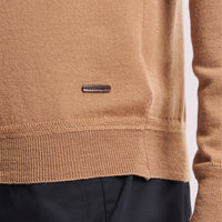 Merino Wool 1/4 Zip Funnel Neck Sweater in Brown