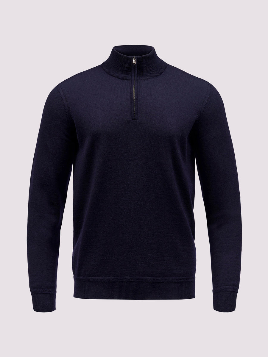 Duchamp Mens Merino 1/4 Zip Sweater Deep Well