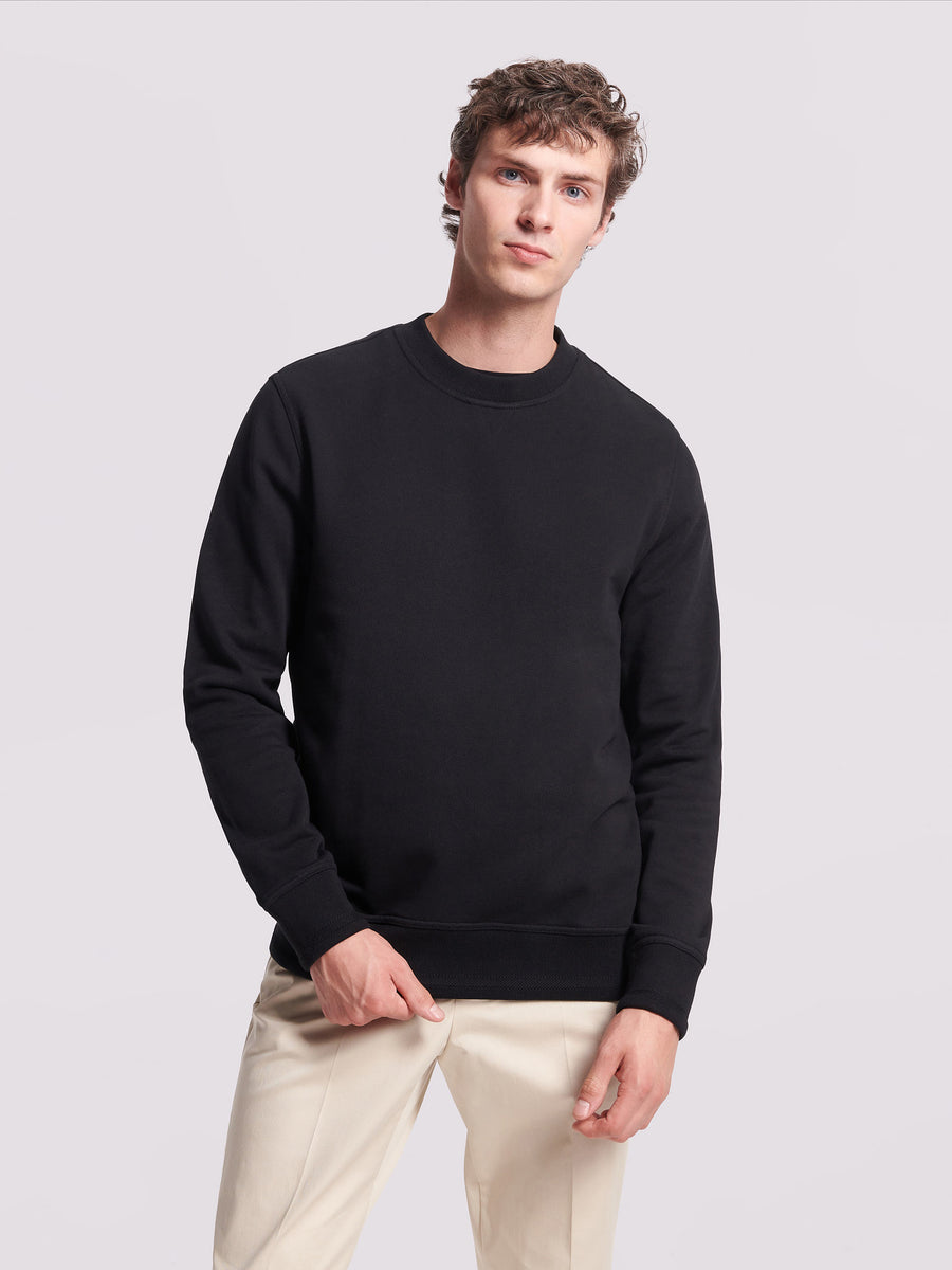 Duchamp Mens French Terry Crew Neck Sweatshirt Black