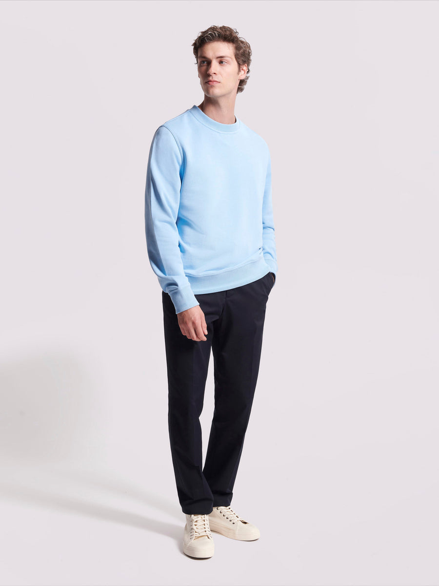 Duchamp Mens French Terry Crew Neck Sweatshirt Blue Bell