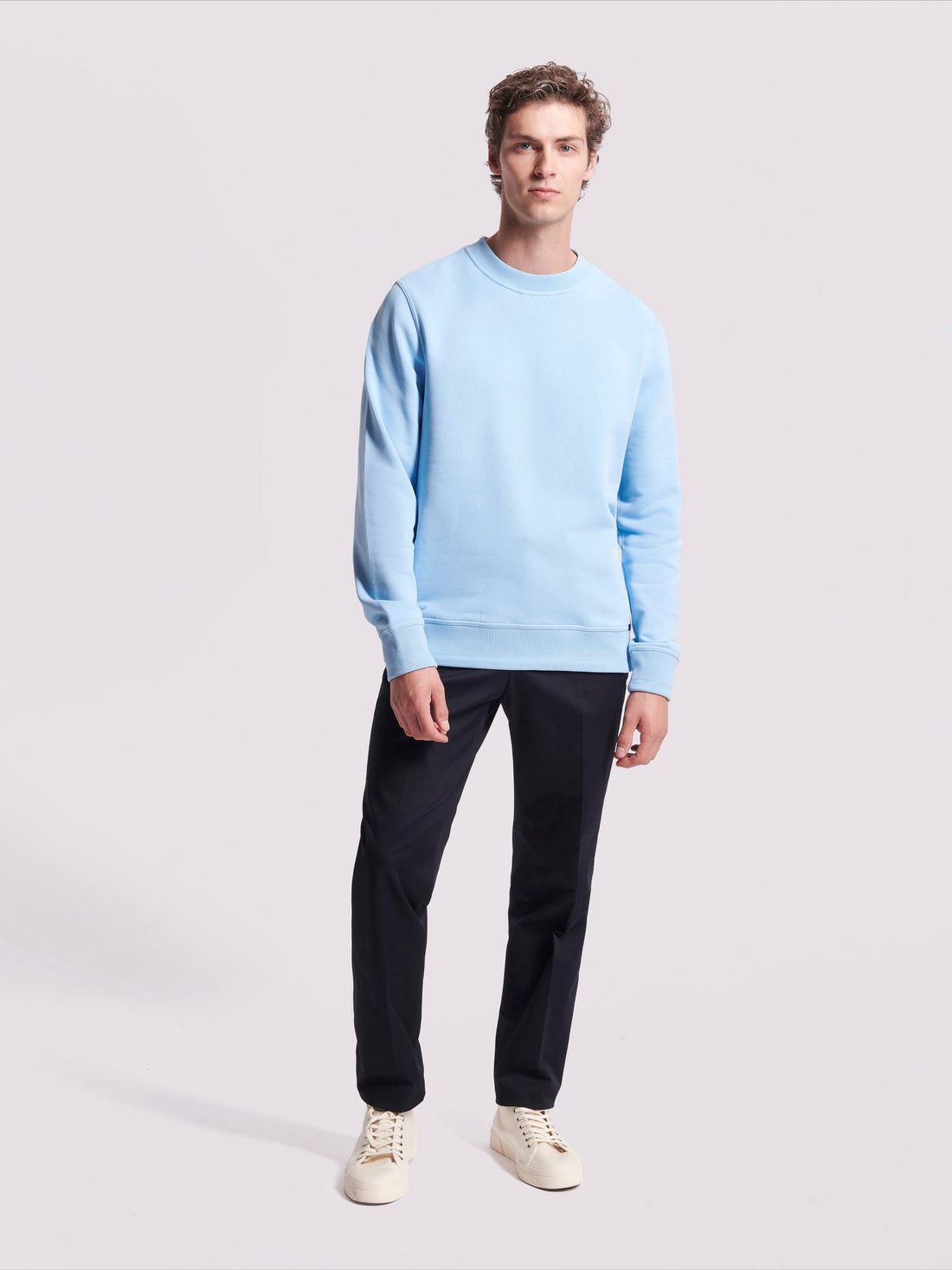 Duchamp Mens French Terry Crew Neck Sweatshirt Blue Bell