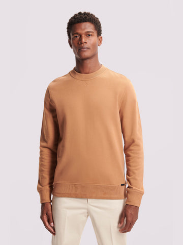 Duchamp Mens French Terry Crew Neck Sweatshirt Tobacco Brown