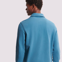 French Terry 1/4 Zip Collar Sweatshirt in Teal Blue