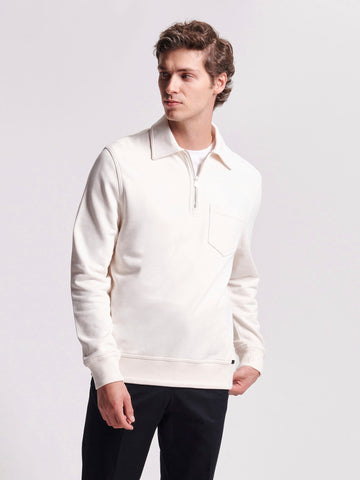 Duchamp Mens French Terry 1/4 Zip Collar Sweatshirt Jet Stream