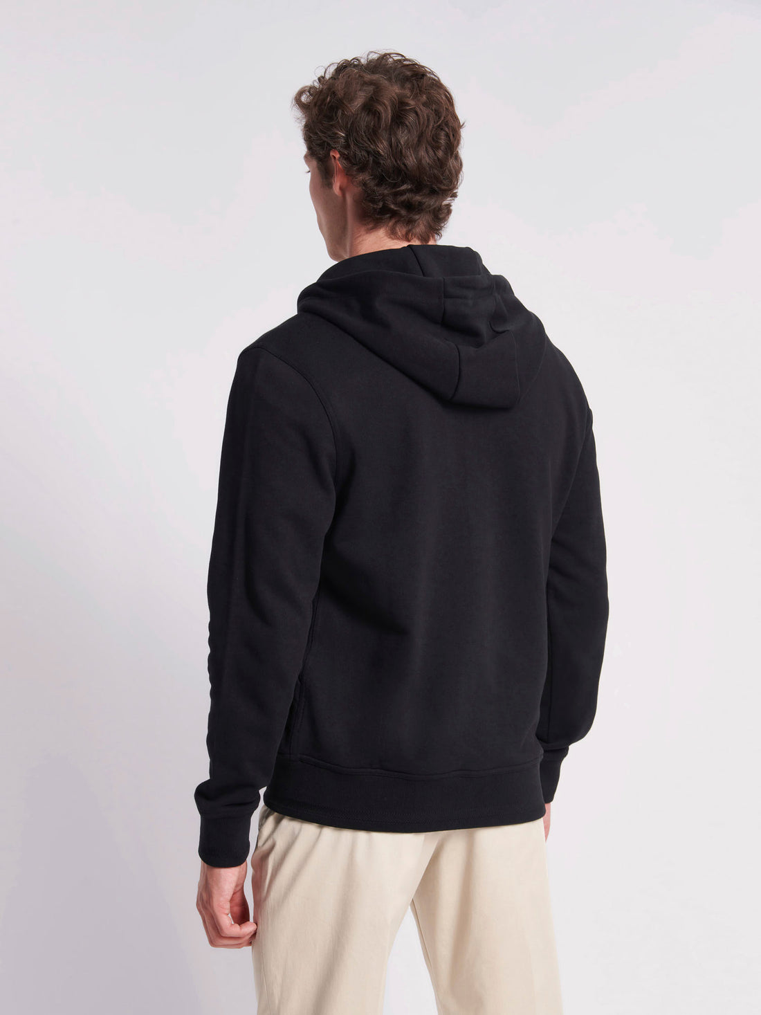 French Terry Zip Through Hooded Sweatshirt in Black