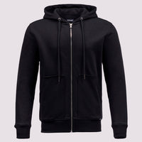 French Terry Zip Through Hooded Sweatshirt in Black