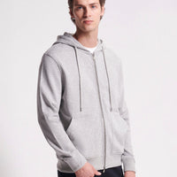 French Terry Zip Through Hooded Sweatshirt in Grey Marl