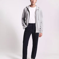 French Terry Zip Through Hooded Sweatshirt in Grey Marl