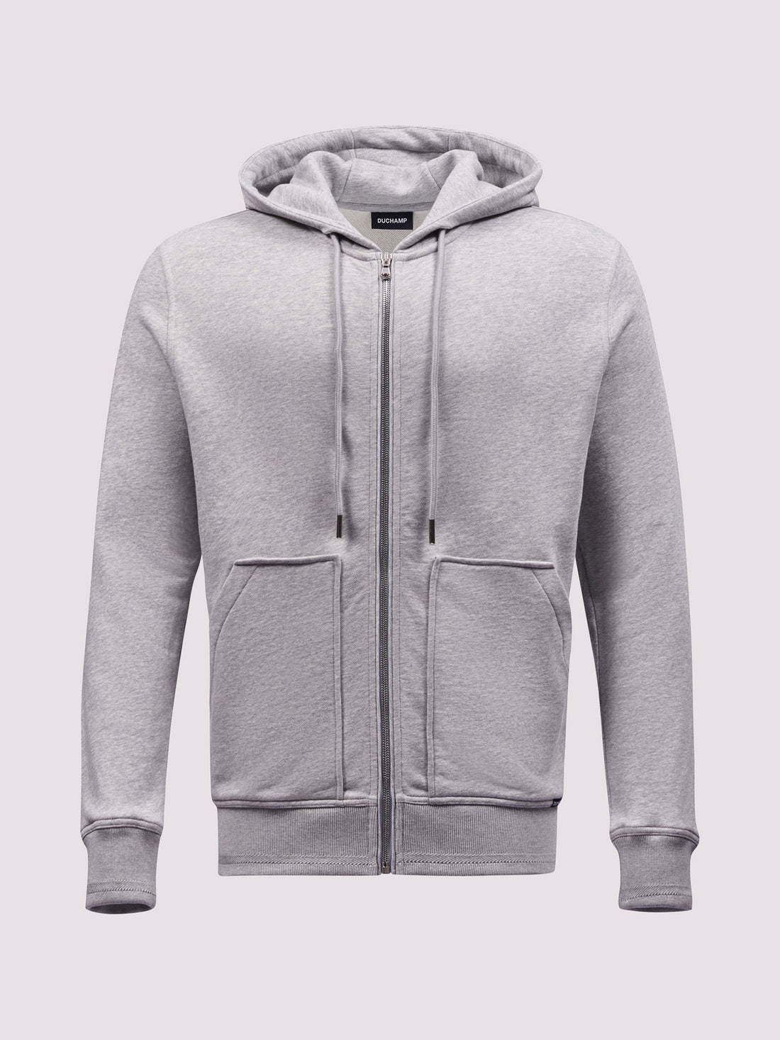 French Terry Zip Through Hooded Sweatshirt in Grey Marl