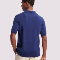 Duchamp Mens Merino Wool Riviera Polo Shirt Medieval Blue