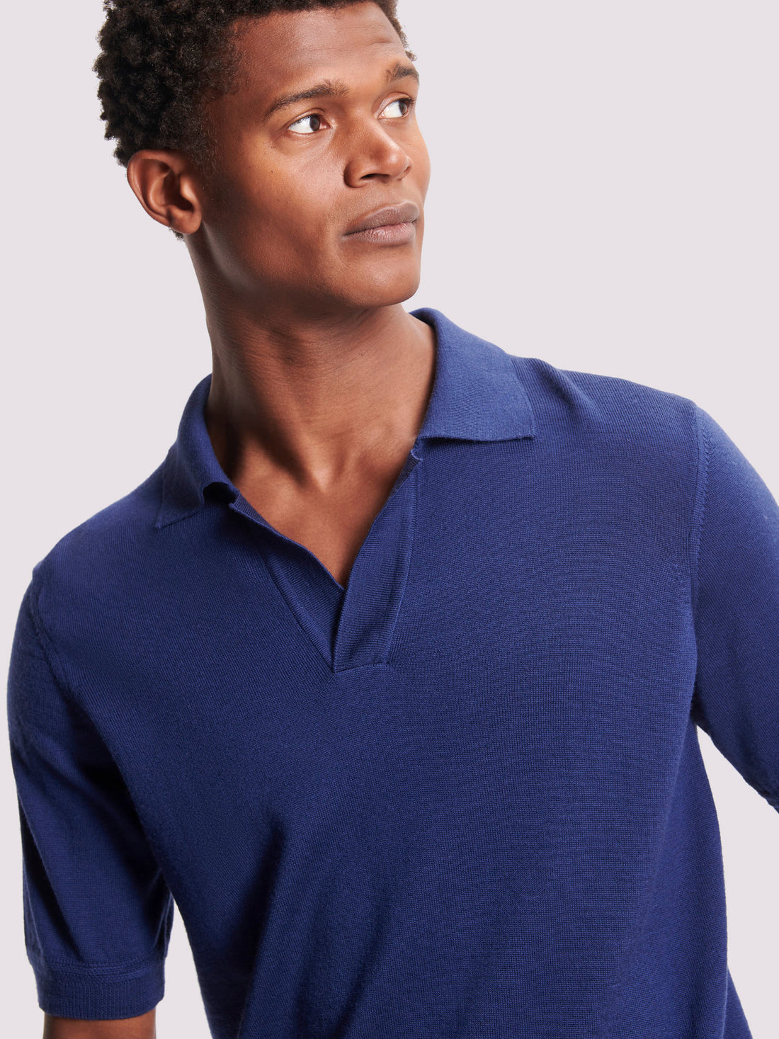 Duchamp Mens Merino Wool Riviera Polo Shirt Medieval Blue