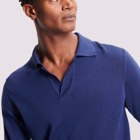 Duchamp Mens Merino Wool Riviera Polo Shirt Medieval Blue