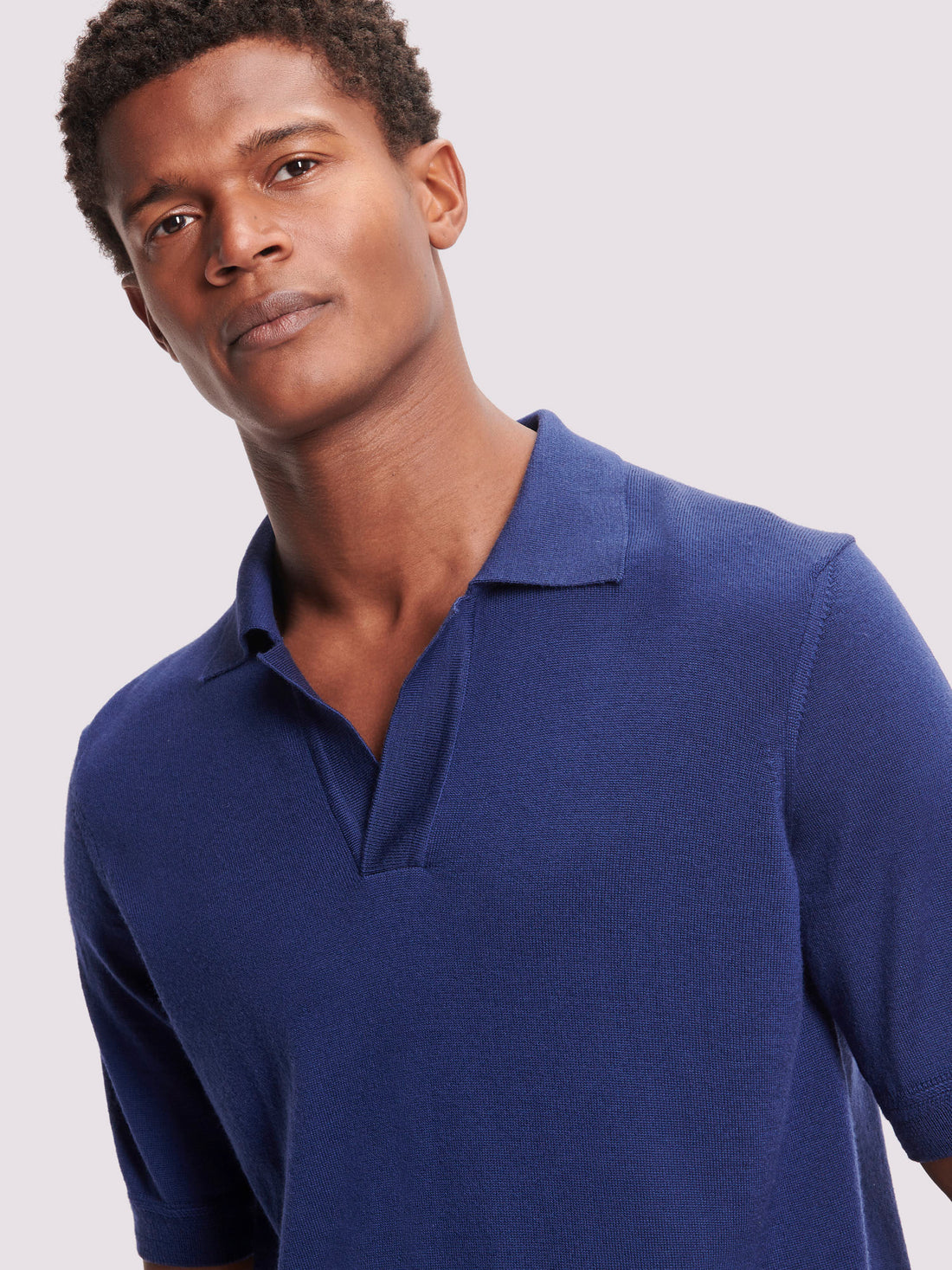 Duchamp Mens Merino Wool Riviera Polo Shirt Medieval Blue