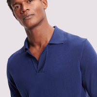 Duchamp Mens Merino Wool Riviera Polo Shirt Medieval Blue