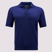 Duchamp Mens Merino Wool Riviera Polo Shirt Medieval Blue