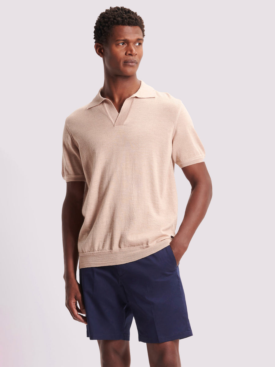 Duchamp Mens Merino Wool Riviera Polo Shirt Warm Sand