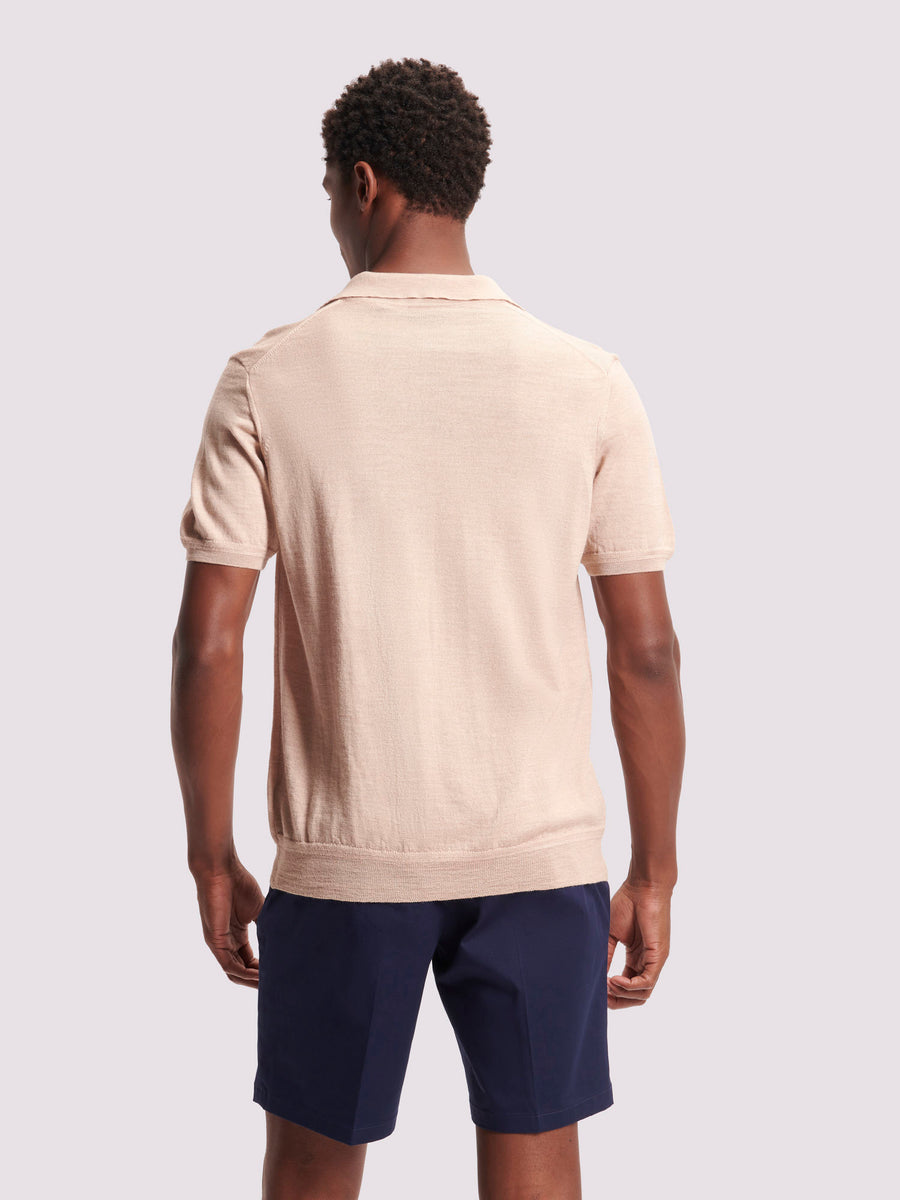 Duchamp Mens Merino Wool Riviera Polo Shirt Warm Sand