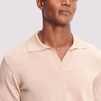 Duchamp Mens Merino Wool Riviera Polo Shirt Warm Sand