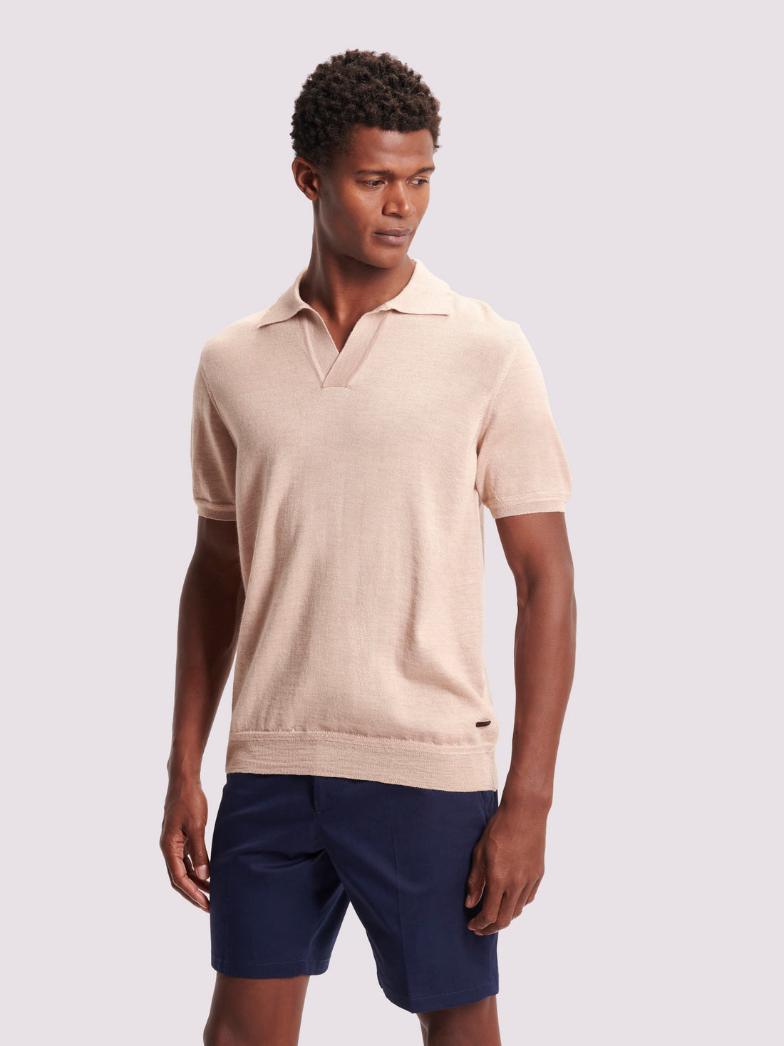 Duchamp Mens Merino Wool Riviera Polo Shirt Warm Sand