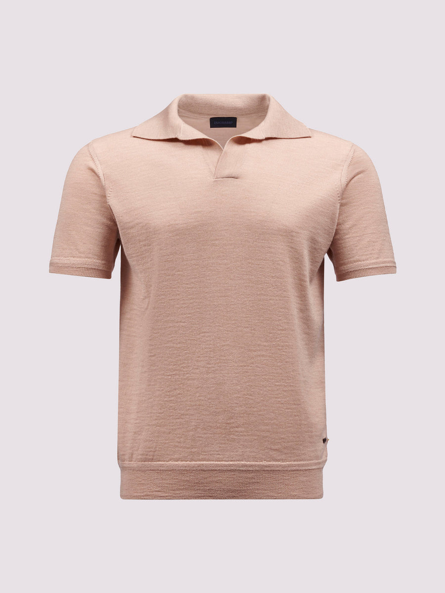 Duchamp Mens Merino Wool Riviera Polo Shirt Warm Sand