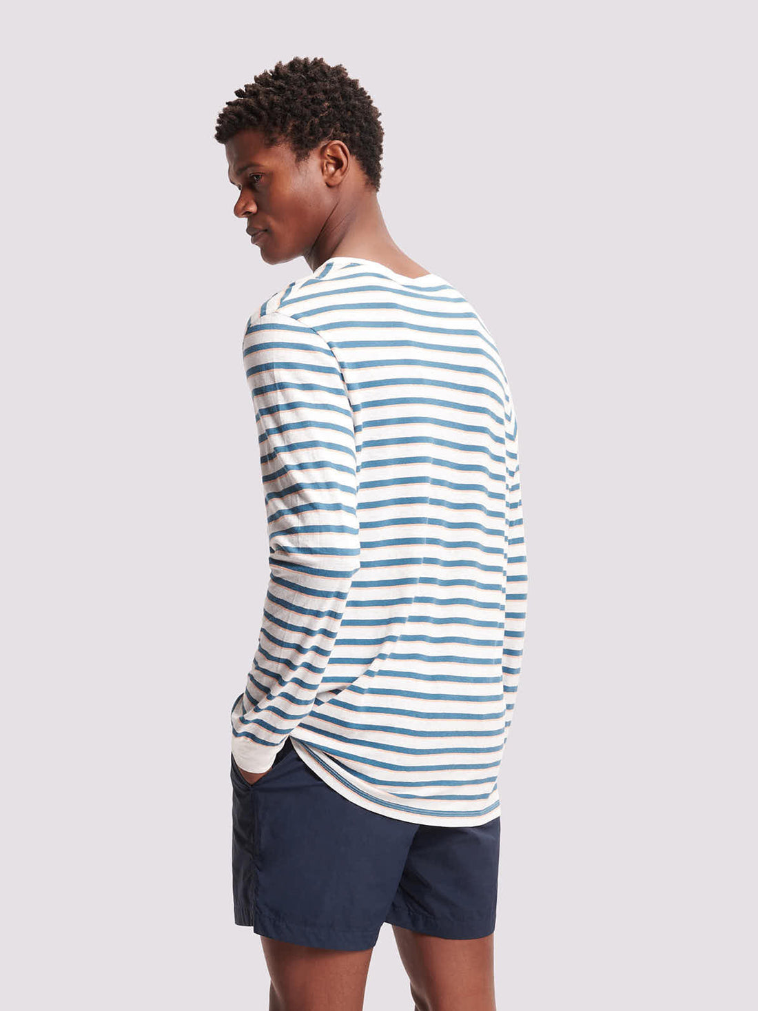 Cotton/Linen Long Sleeve T-Shirt Jet Stream