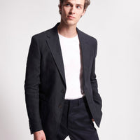 Single Breasted 2 Button Linen Blazer Dark Navy