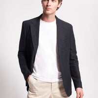 Single Breasted 2 Button Linen Blazer Dark Navy