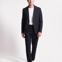 Single Breasted 2 Button Linen Blazer Dark Navy