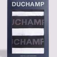 Duchamp Mens Three Pack Solid Jersey Boxer Briefs White