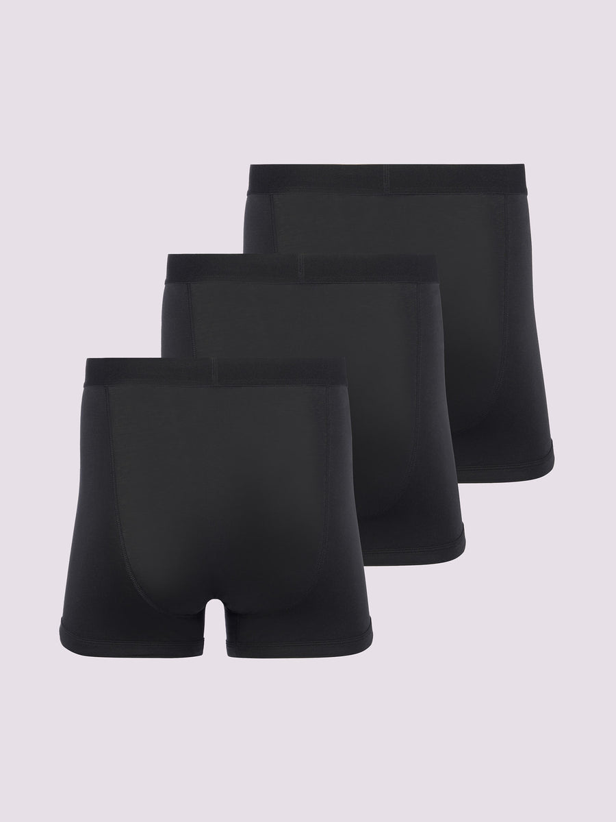 Duchamp Mens Three Pack Solid Jersey Boxer Briefs Black