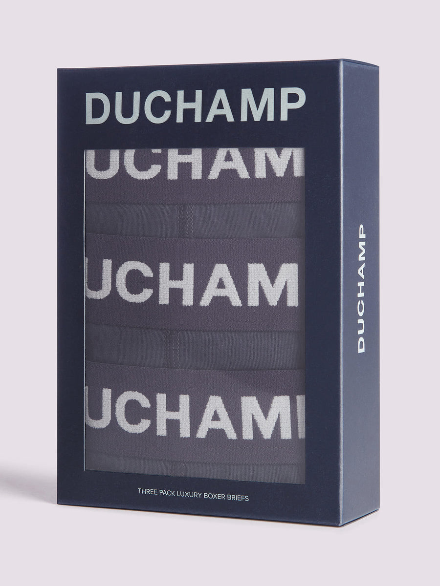 Duchamp Mens Three Pack Solid Jersey Boxer Briefs Deep Well