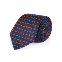 Duchamp Mens Silk Diamond Pattern Tie Gold Flame