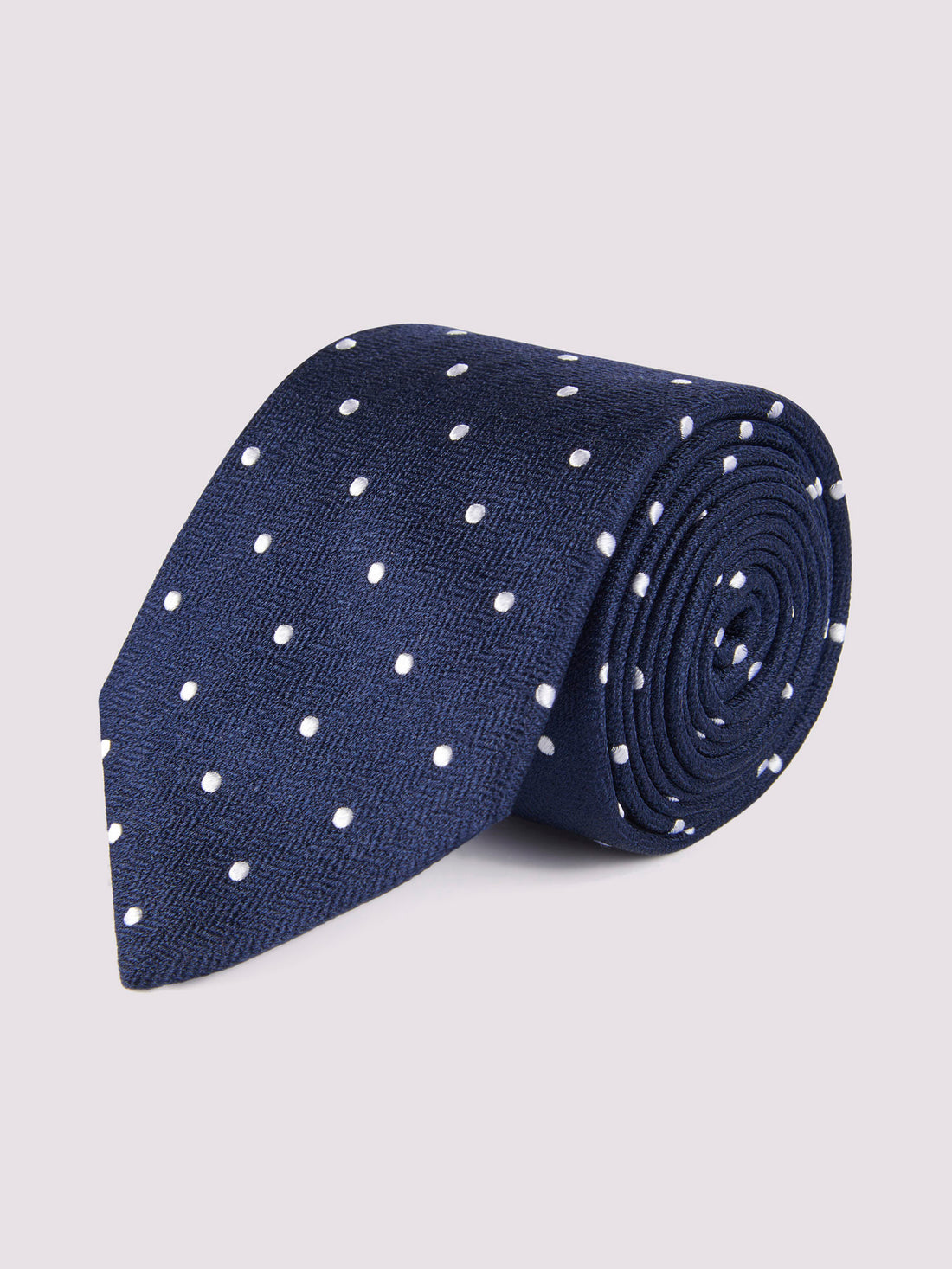 Duchamp Mens Silk Herringbone Polka Dot Pattern Tie Deep Well