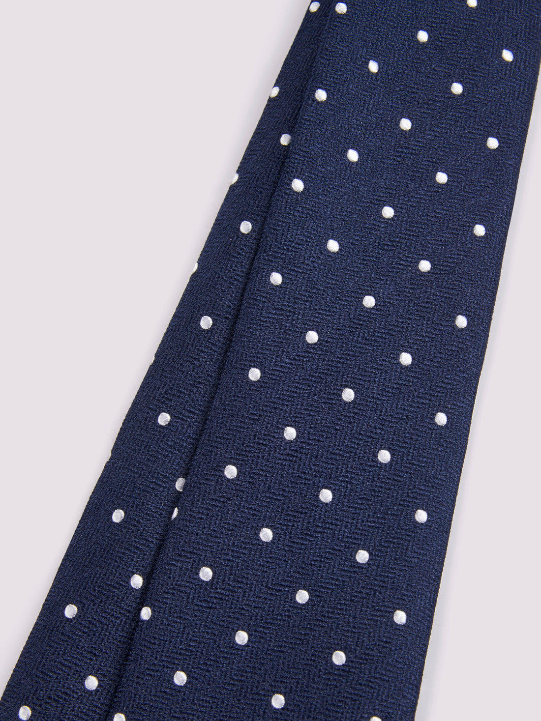 Duchamp Mens Silk Herringbone Polka Dot Pattern Tie Deep Well