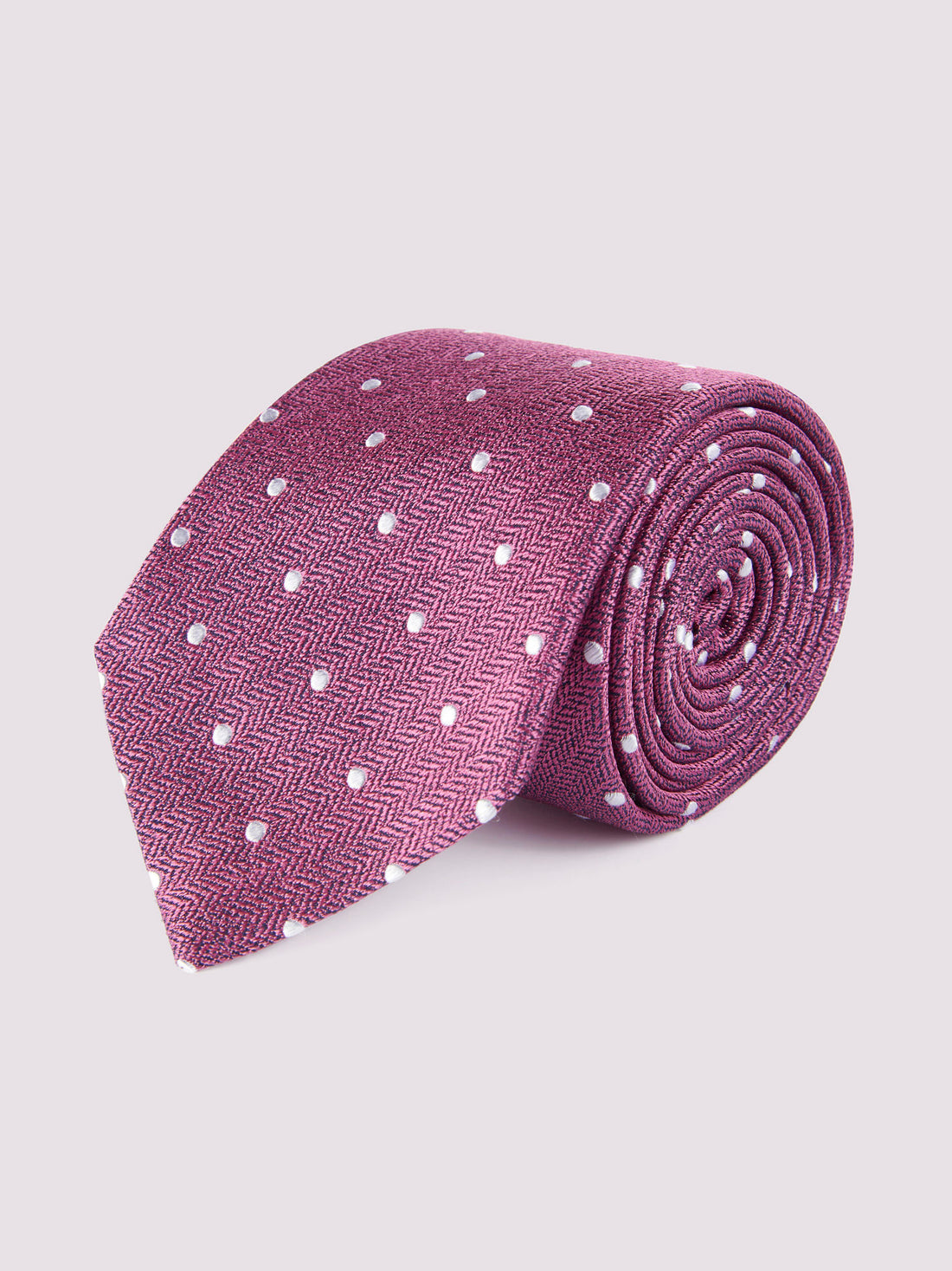 Duchamp Mens Silk Herringbone Polka Dot Pattern Tie Cone Flower