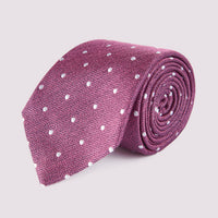 Duchamp Mens Silk Herringbone Polka Dot Pattern Tie Cone Flower