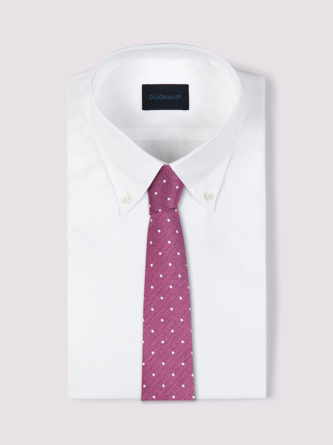 Duchamp Mens Silk Herringbone Polka Dot Pattern Tie Cone Flower