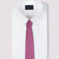 Duchamp Mens Silk Herringbone Polka Dot Pattern Tie Cone Flower