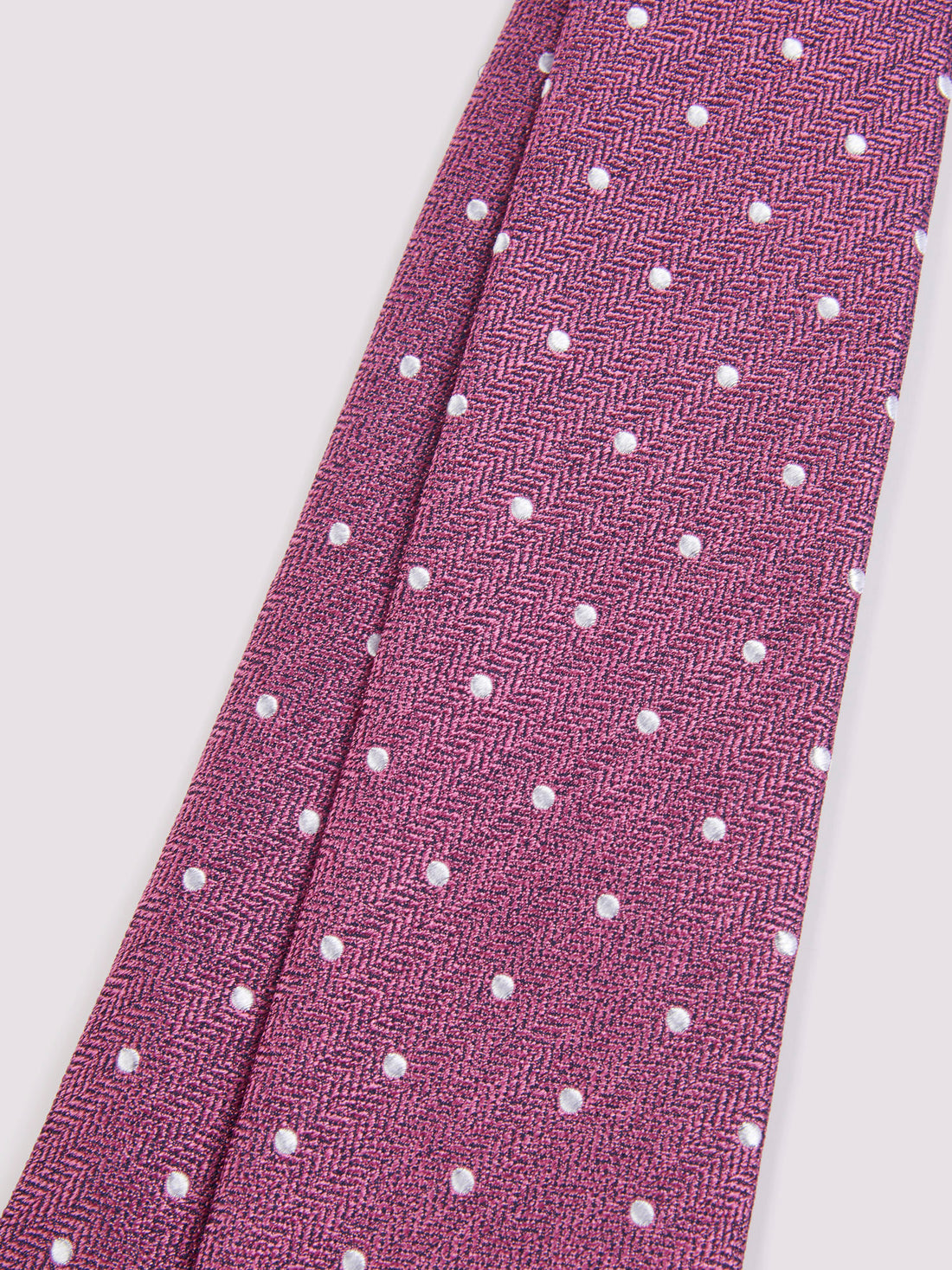 Duchamp Mens Silk Herringbone Polka Dot Pattern Tie Cone Flower