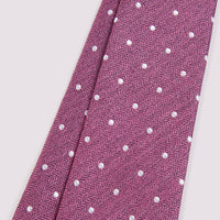 Duchamp Mens Silk Herringbone Polka Dot Pattern Tie Cone Flower