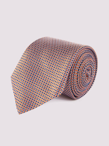 100% Silk Oval Pattern Tie in Dark Navy