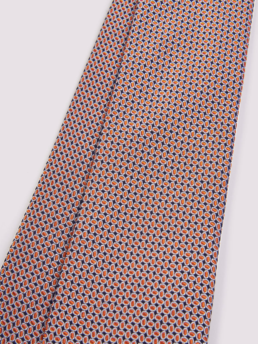 Duchamp Mens Silk Oval Pattern Tie Deep Well